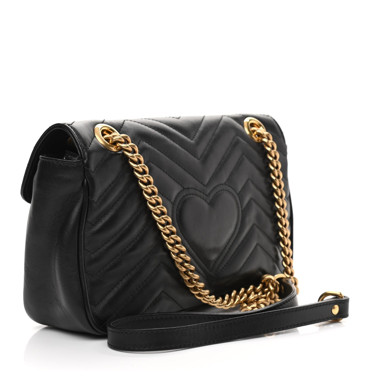 Gucci Calfskin Matelasse Small GG Marmont Shoulder Bag Black 2 of 12