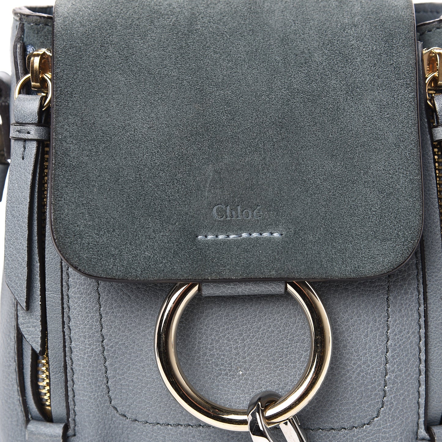Suede Calfskin Mini Faye Backpack Cloudy Blue