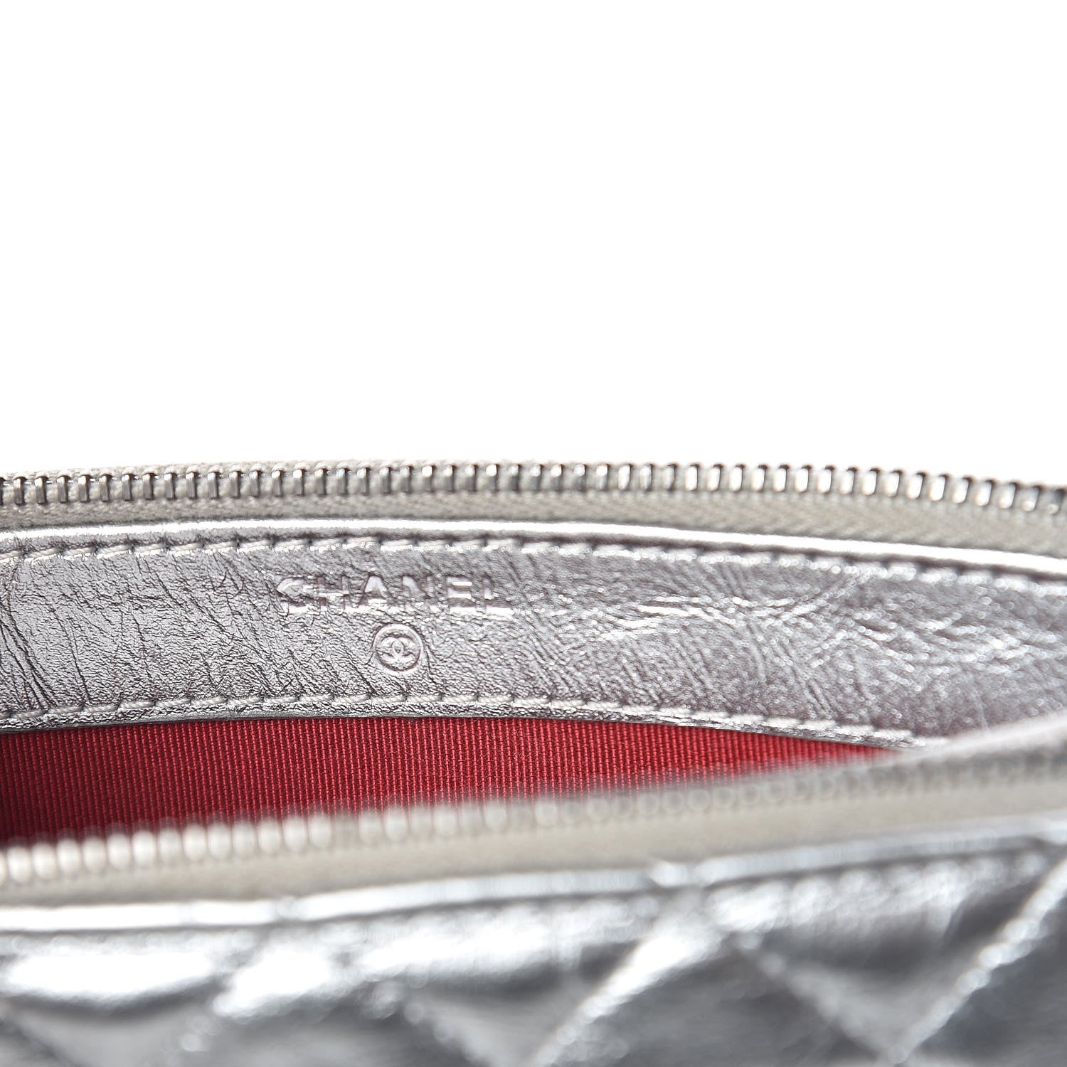 Chanel Metallic Lambskin Calfskin Quilted Small Gabrielle Clutch With Chain Silver 11 of 14