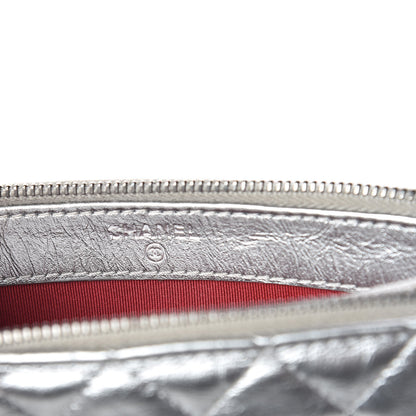 Chanel Metallic Lambskin Calfskin Quilted Small Gabrielle Clutch With Chain Silver 11 of 14