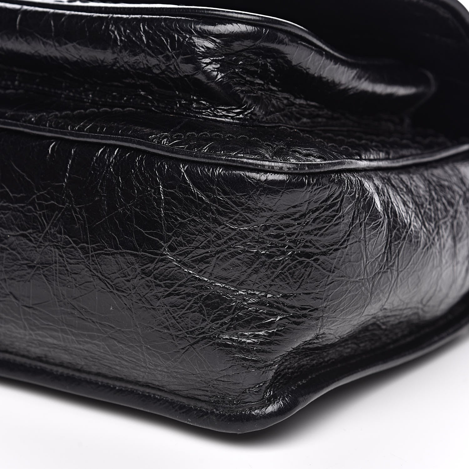 Saint Laurent Crinkled Calfskin Matelasse Monogram Medium Niki Chain Satchel Black 9 of 11