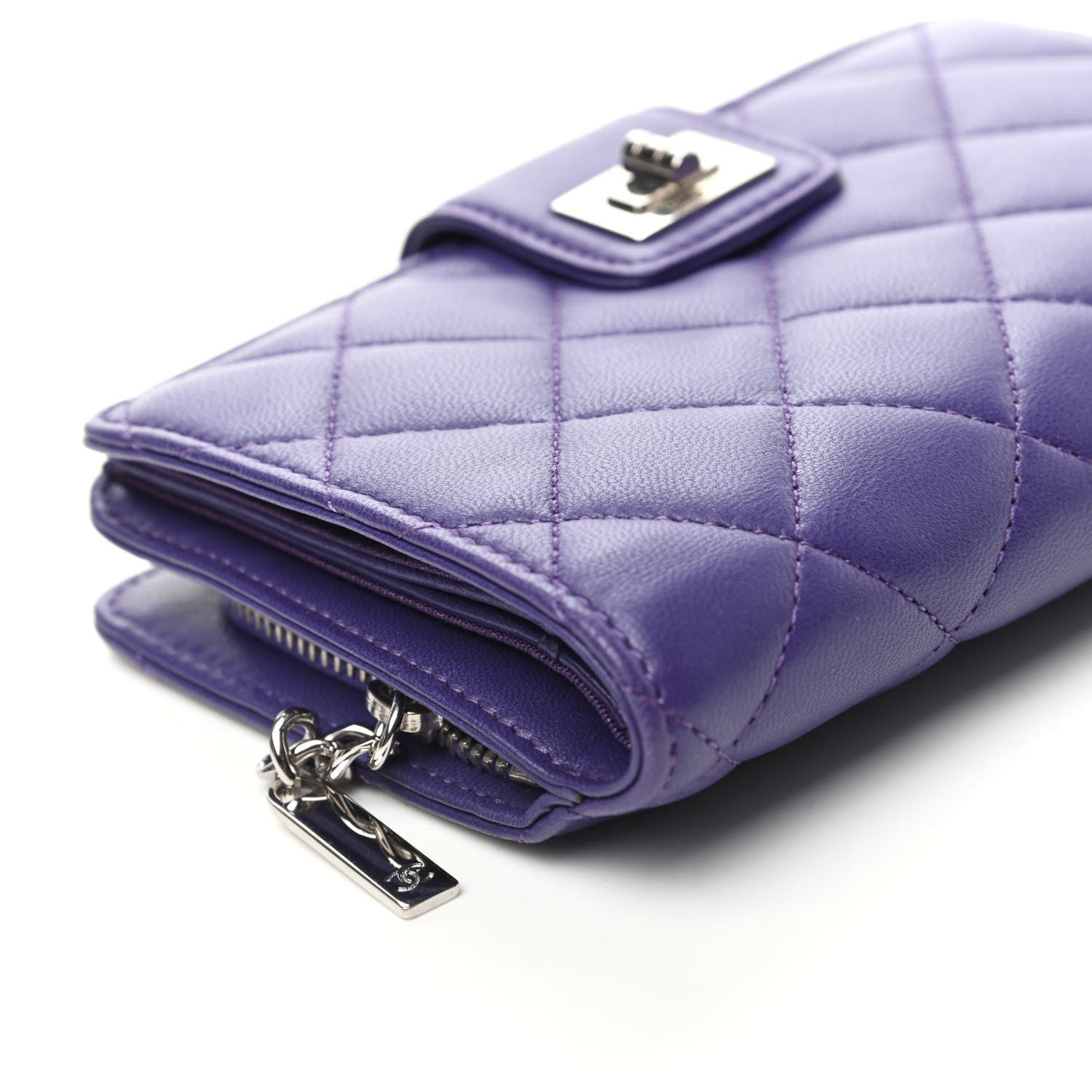 Chanel Lambskin Quilted Reissue Zipped Pocket Wallet Purple. 10 of 11