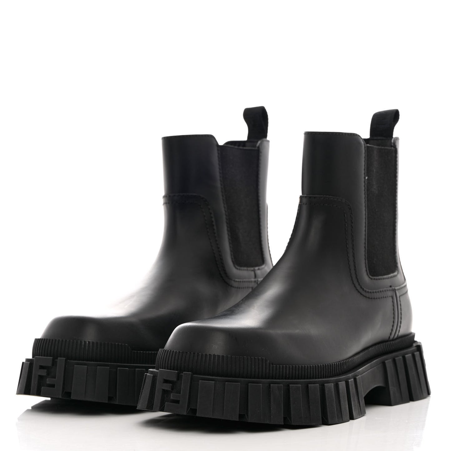 Calfskin Rubber Mens Fendi Force Chelsea Boots 9 Black