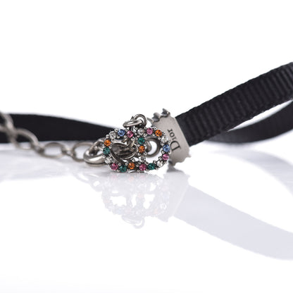 Christian Dior Grosgrain Ribbon Crystal J'Adior Logo Choker Necklace Multicolor 5 of 6