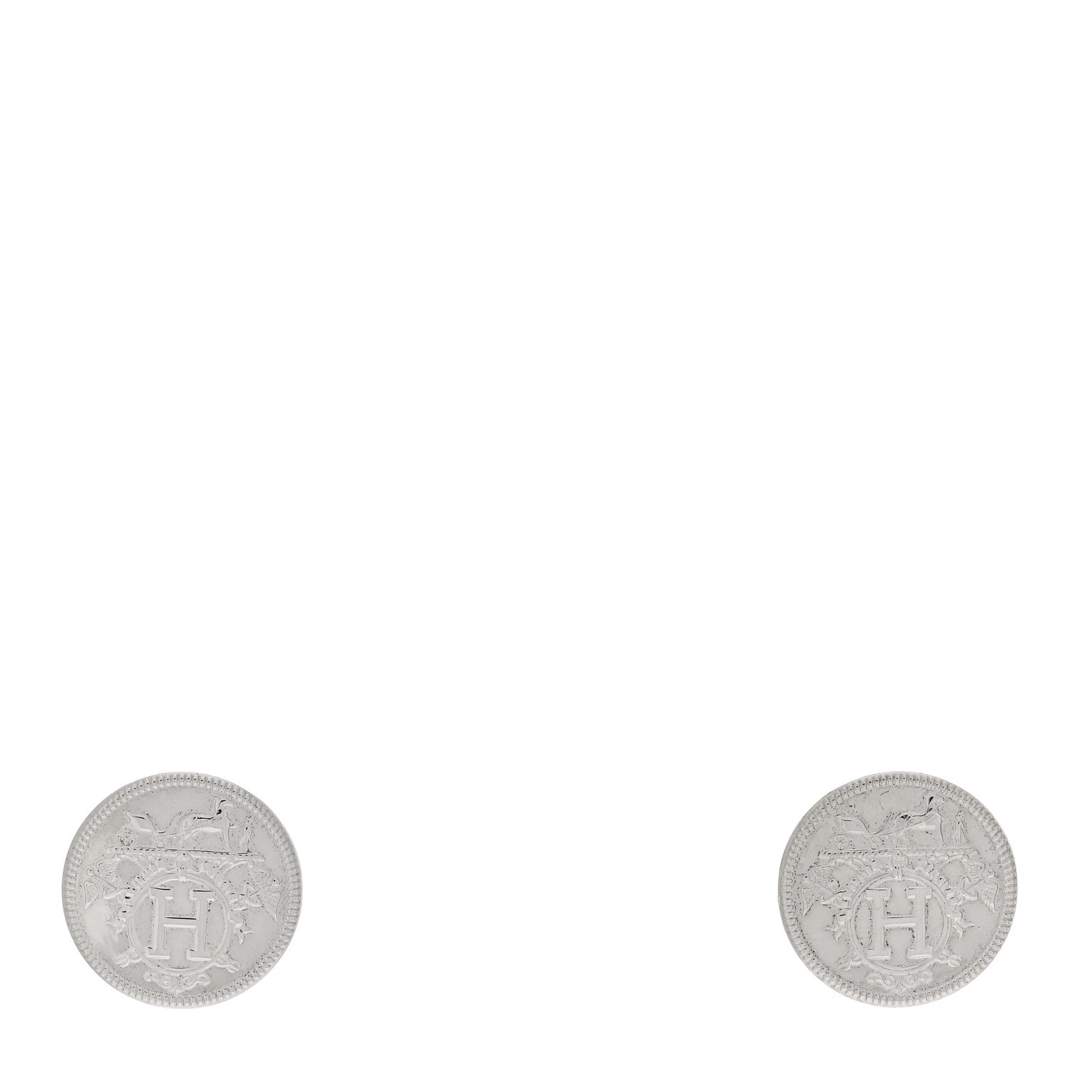 Hermes Sterling Silver TPM Ex-Libris Earrings 1 of 5