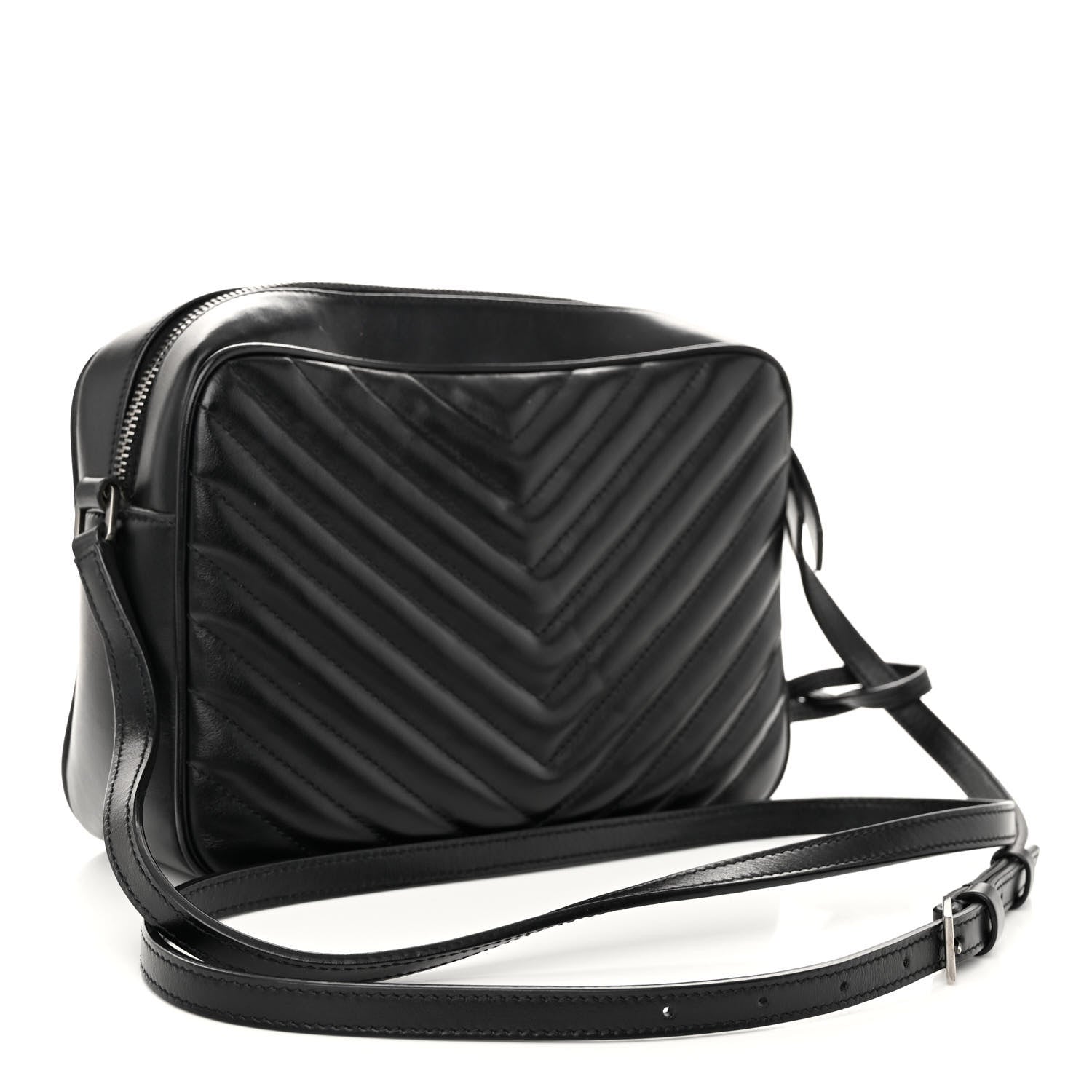 Saint Laurent Calfskin Matelasse Monogram Lou Camera Bag Black 3 of 9