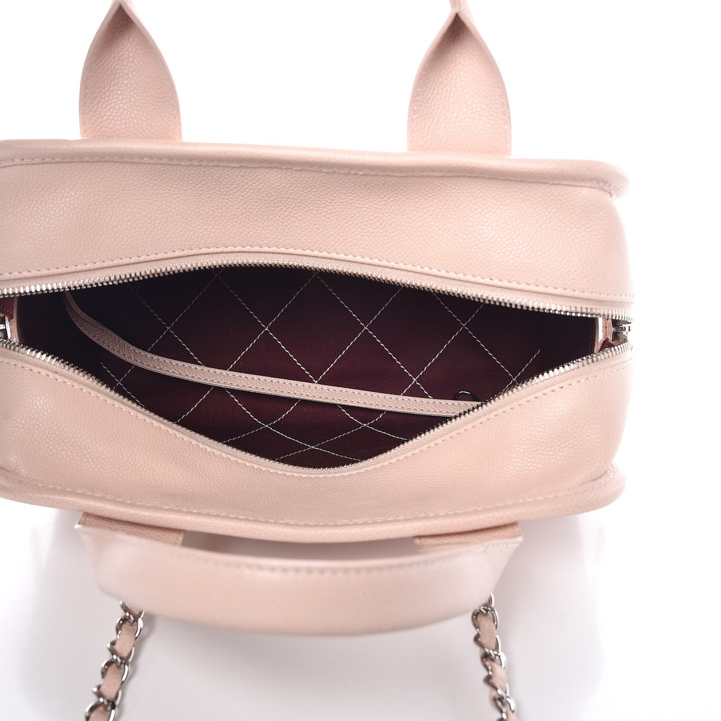 Caviar Quilted Small Deauville Bowling Bag Light Pink