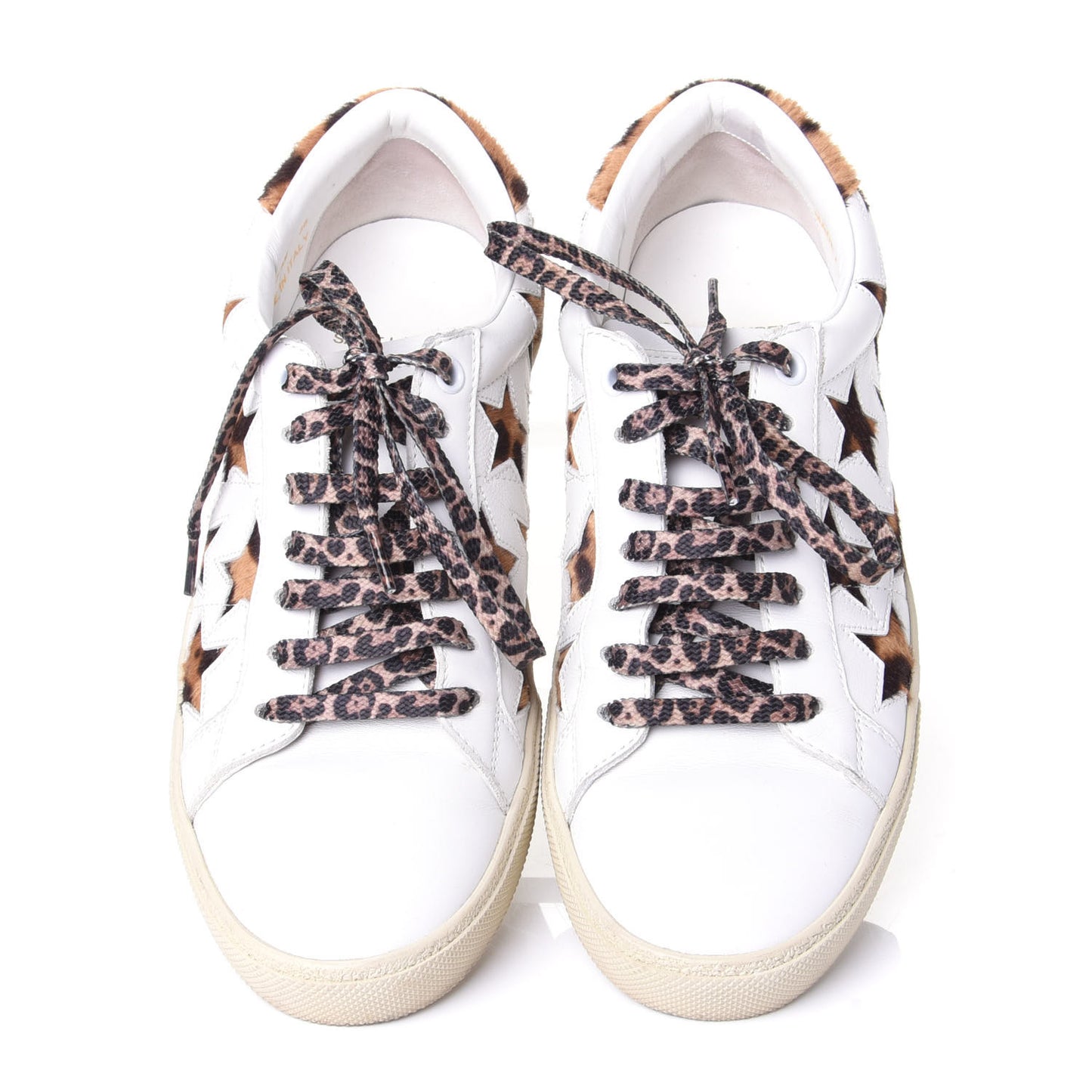 Calfskin Pony Hair Star Court Sneakers 38 White