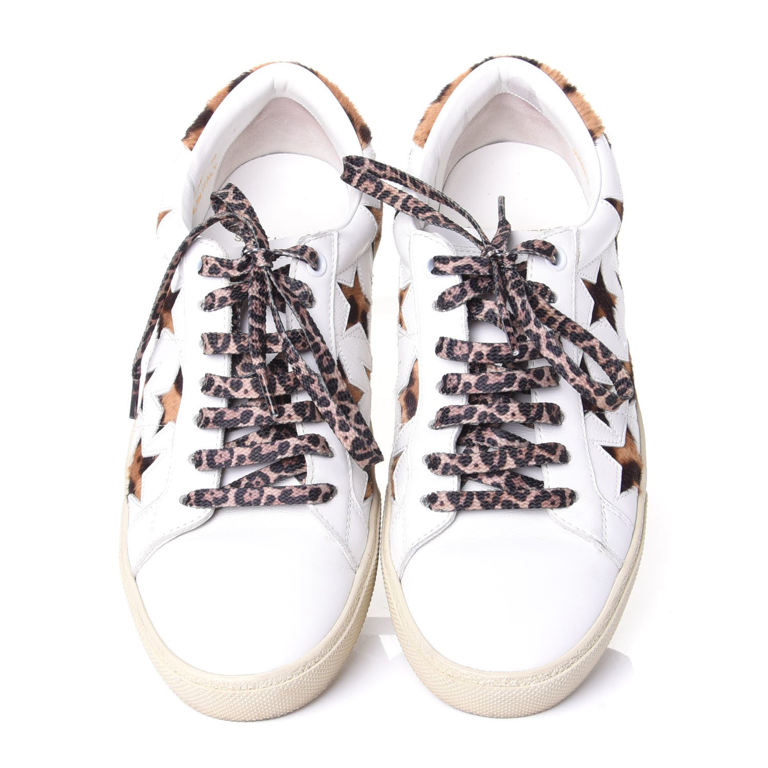 Saint Laurent Calfskin Pony Hair Star Court Sneakers 38 White 5 of 11