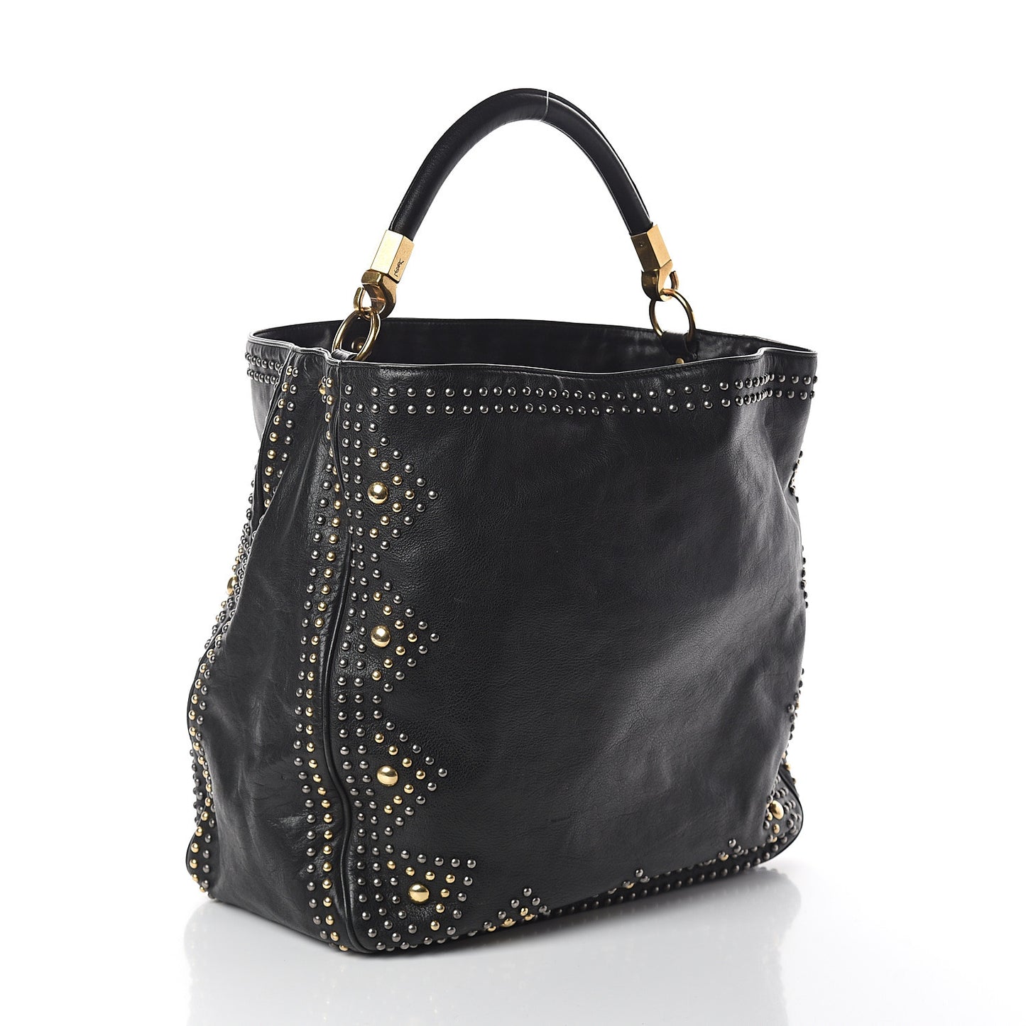 Calfskin Studded Roady Hobo Black