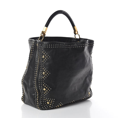 Saint Laurent Calfskin Studded Roady Hobo Black 2 of 8