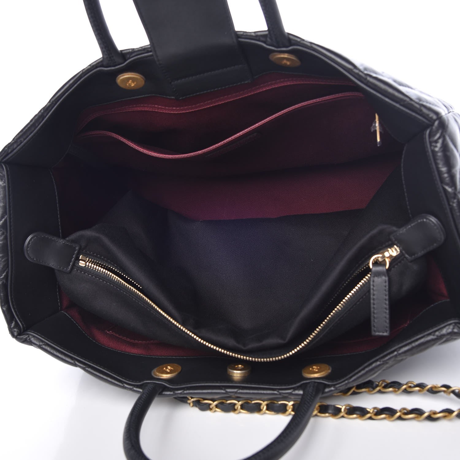Chanel Aged Calfskin Quilted Large Coco Handle Shopping Tote Black 5 of 7