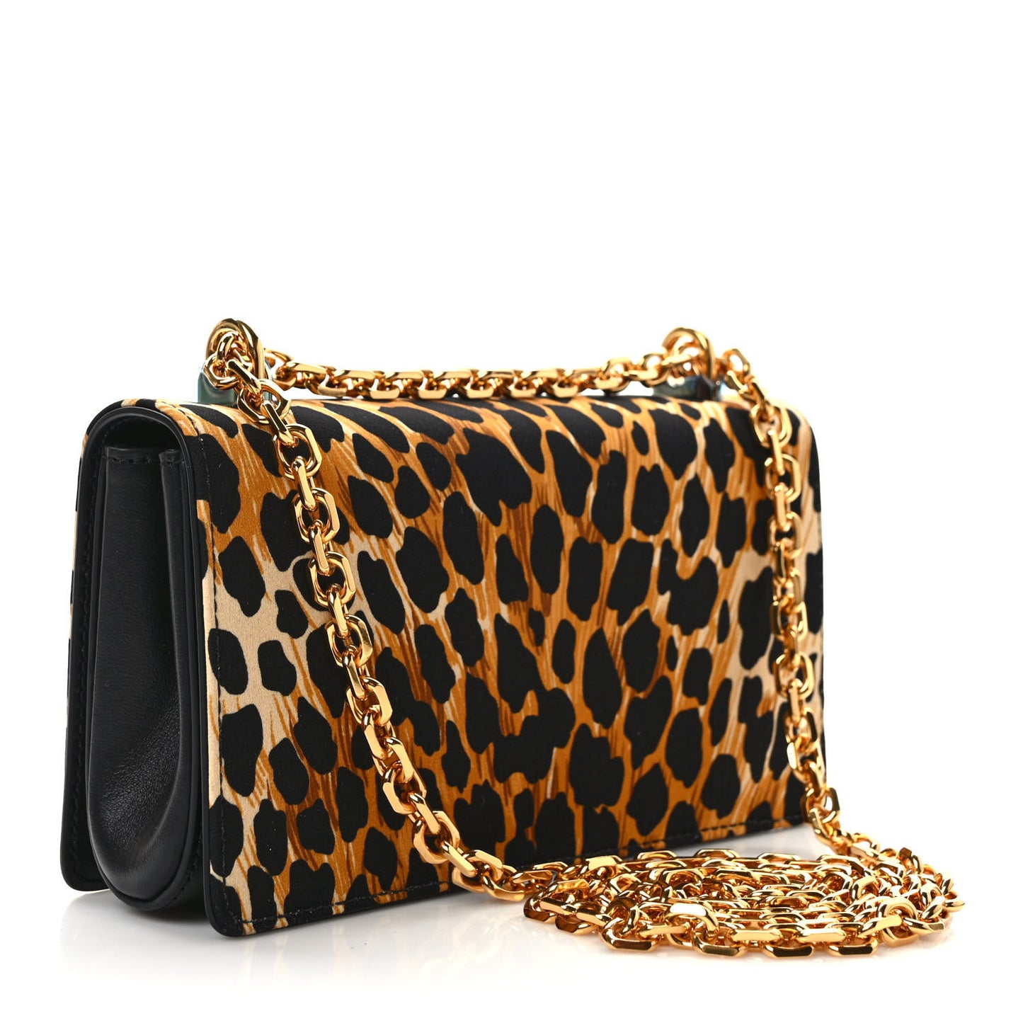 Satin Ocelot Printed DG Girls Phone Bag Black