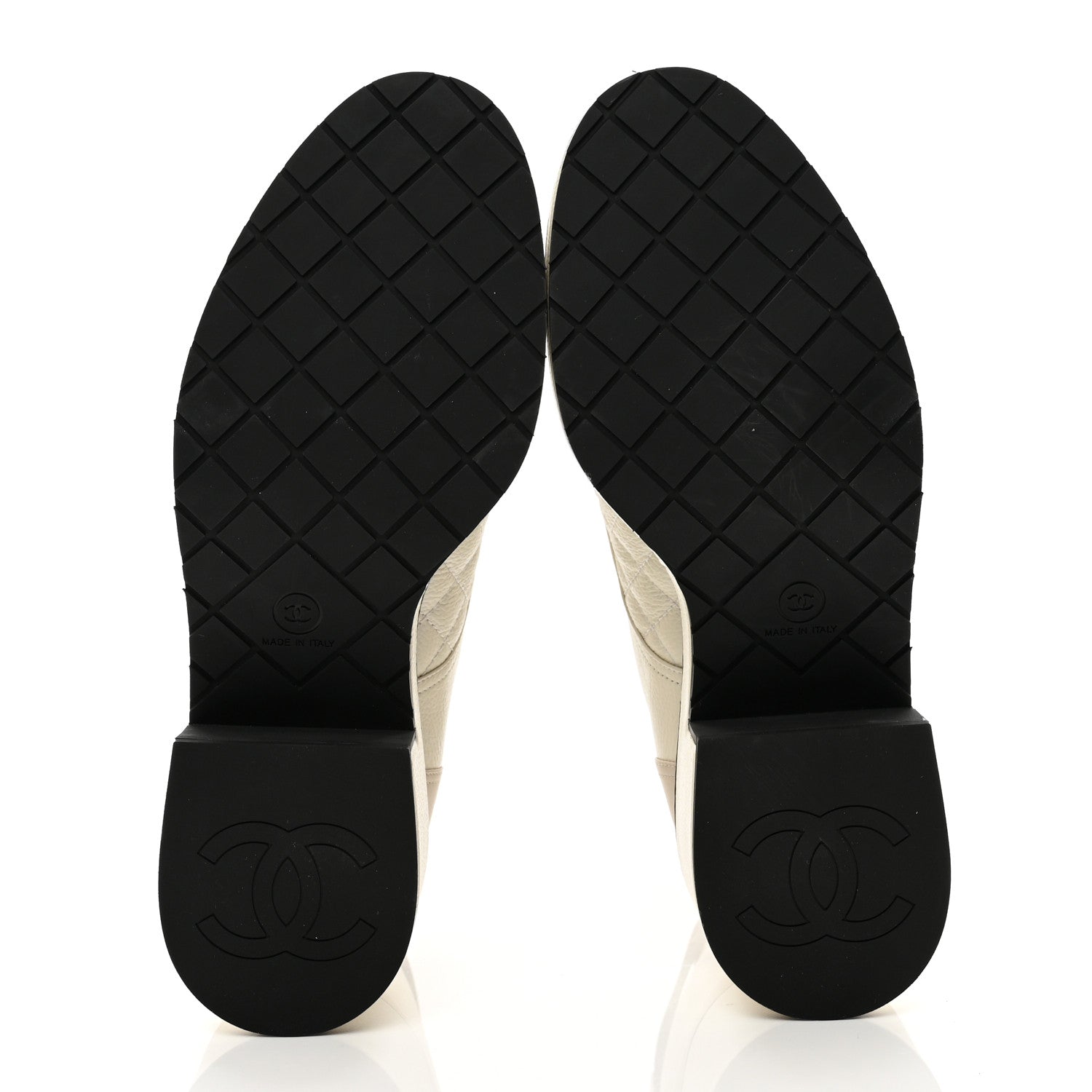 Chanel Pearly Calfskin Patent Calfskin Quilted Lace Up Boots 39 White Light Gray Black 5 of 9
