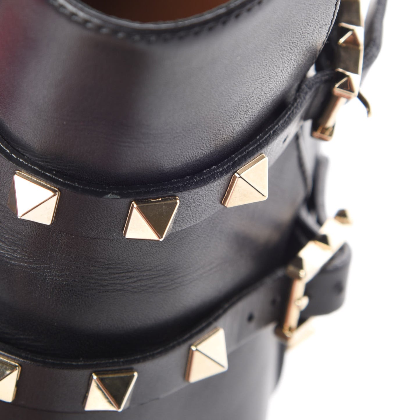 Calfskin Rockstud Double Buckle 65mm Ankle Boots 36 Black