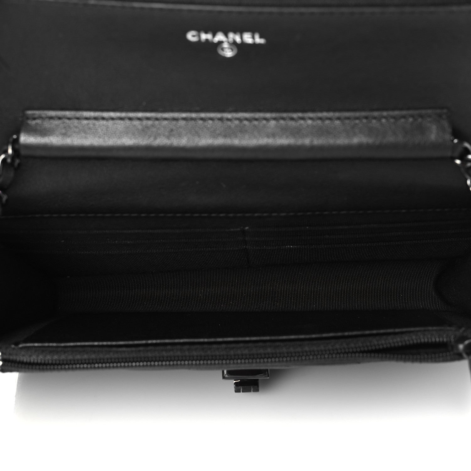 Chanel Sheepskin Chevron Reissue Wallet On Chain WOC So Black 5 of 12