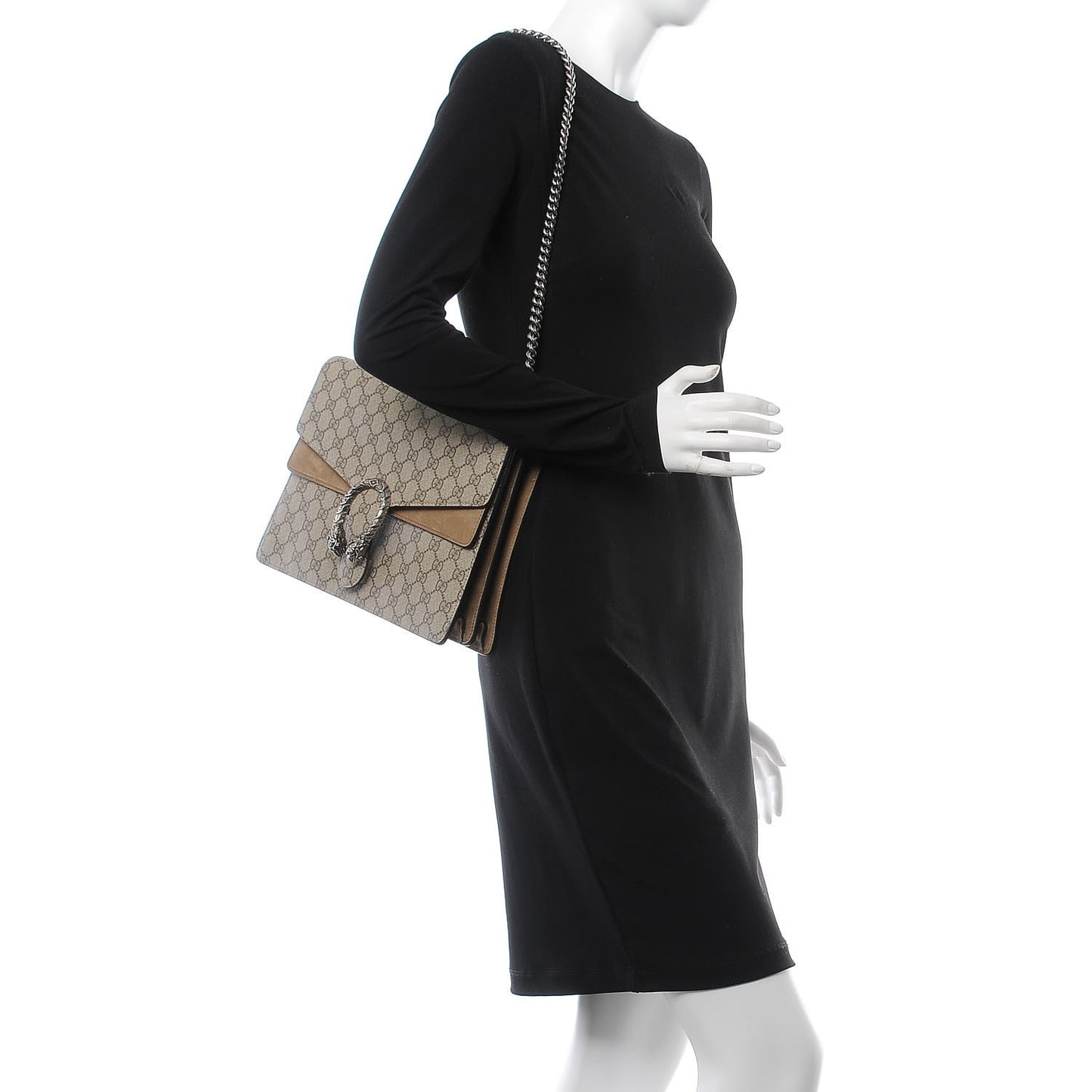 GG Supreme Monogram Medium Dionysus Shoulder Bag Taupe