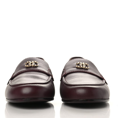 Chanel Calfskin CC Chain Mocassin Loafers 38 Burgundy 2 of 10