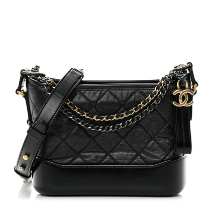 Chanel Aged Calfskin Quilted Small Gabrielle Hobo Black 1 of 12