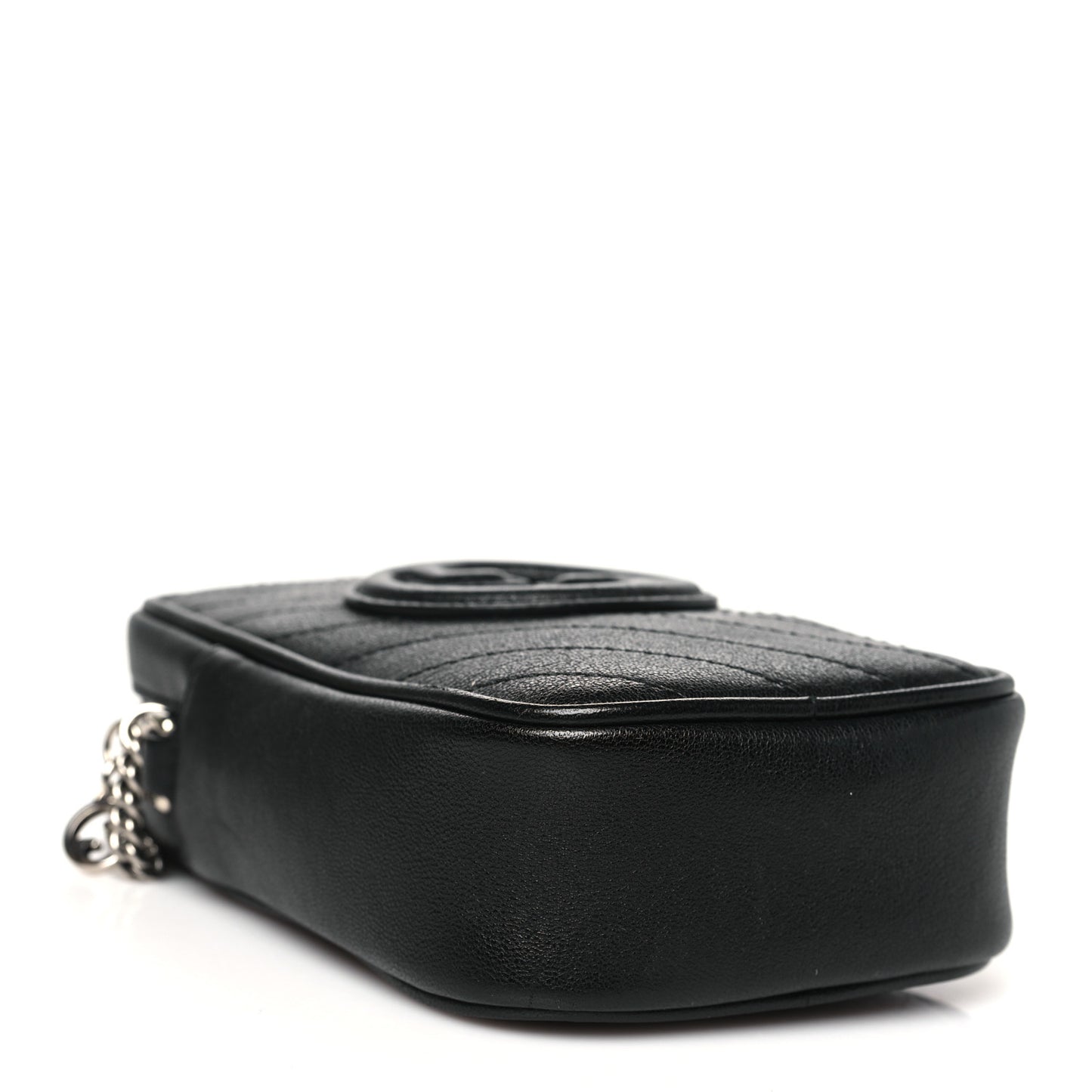 Sakai Be Green Calfskin Diagonal Stitched Mini Blondie Vertical Shoulder Bag Black