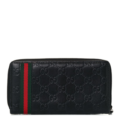 Gucci Guccissima Web Zip Around Wallet Black 1 of 9