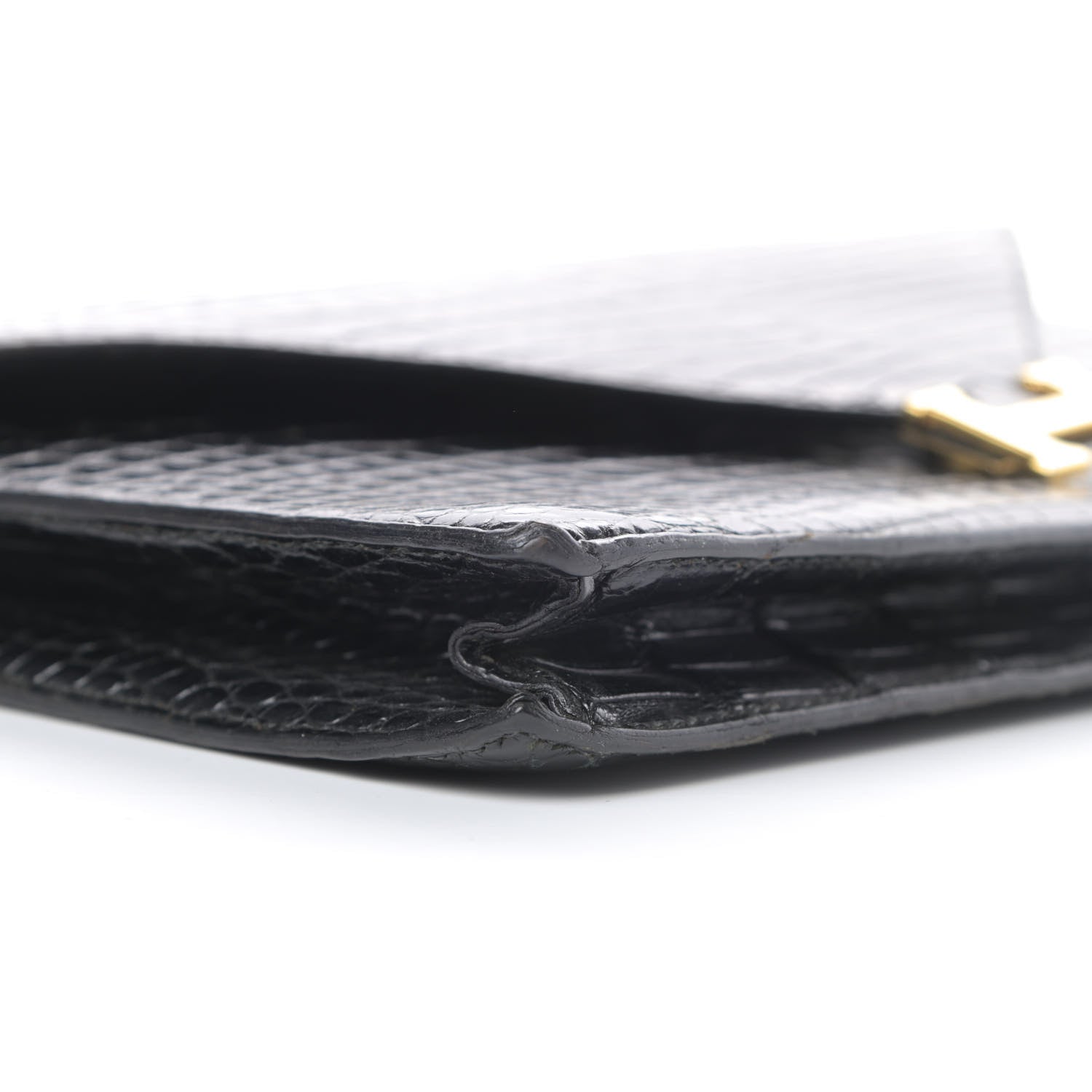 Hermes Shiny Porosus Crocodile Lydie Clutch Black 9 of 15