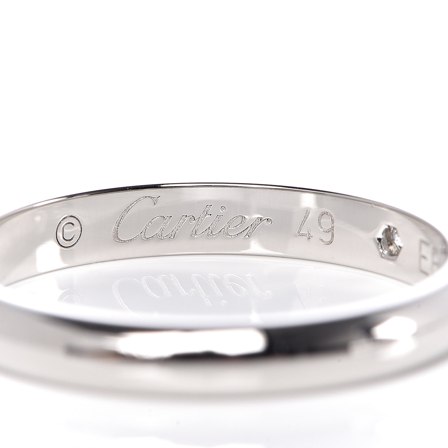 Cartier Platinum Diamond 2.6mm 1895 Wedding Band Ring 49 4.75 4 of 7