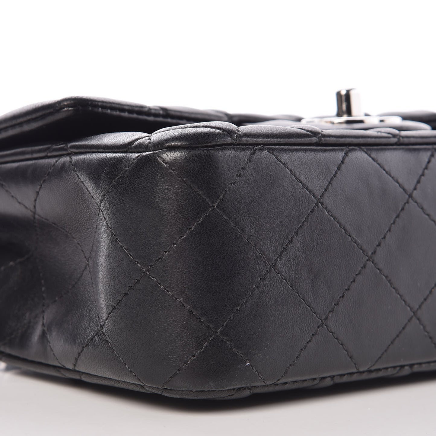 Lambskin Quilted Mini Rectangular Flap Black