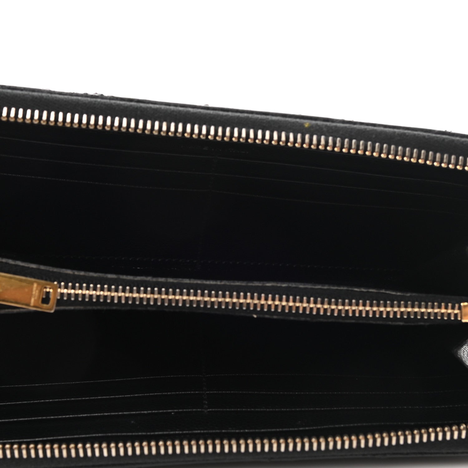 Saint Laurent Grain De Poudre Matelasse Chevron Monogram Zip Around Wallet Black 4 of 6