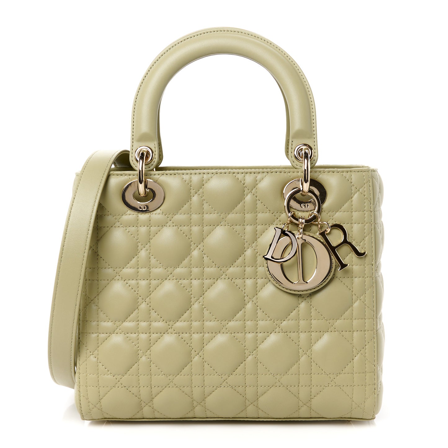 Lambskin Cannage Medium Lady Dior Peyote Green