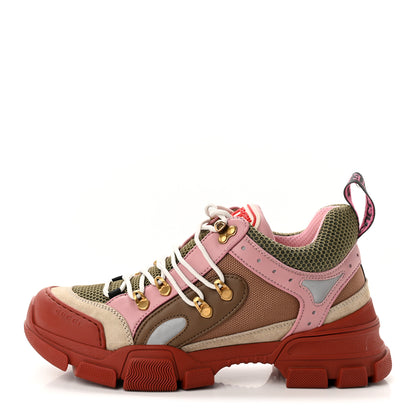 Gucci X SEGA Mesh Canvas Calfskin Womens Flashtrek Sneakers 40 Military Oatmeal 1 of 10