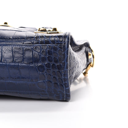 Balenciaga Calfskin Crocodile Embossed Gold Metallic Edge Hardware S City Bleu 10 of 14