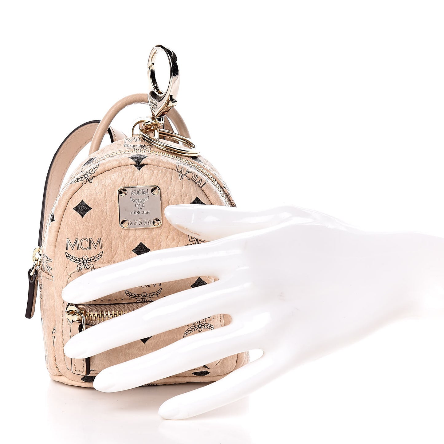 Visetos Backpack Key Ring Bag Charm Beige
