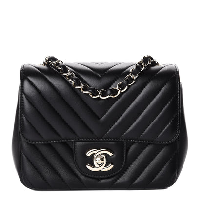 Chanel Lambskin Chevron Quilted Mini Square Flap Black 1 of 10