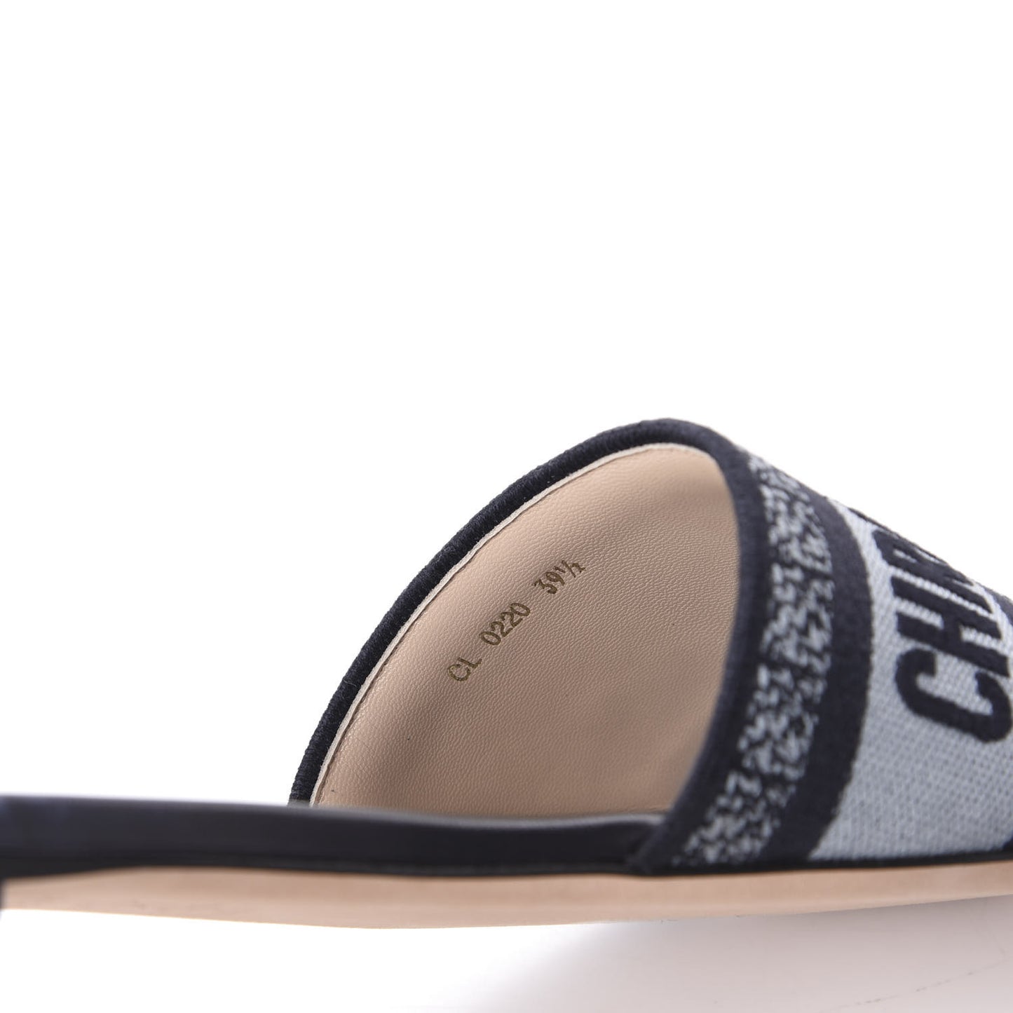 Canvas Tie and Dior Embroidered Dway Flat Slide Sandals 39.5 Denim