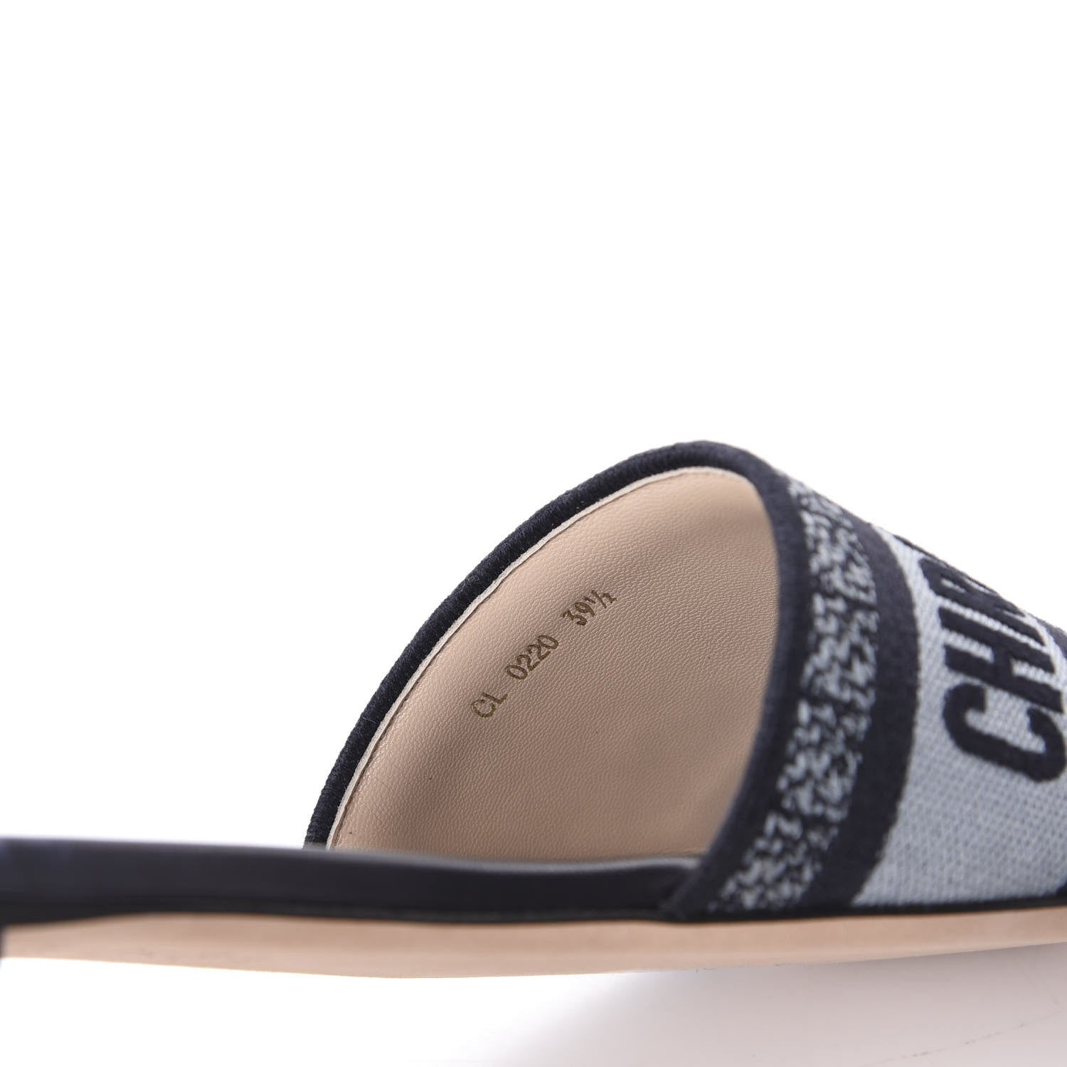 Christian Dior Canvas Tie and Dior Embroidered Dway Flat Slide Sandals 39.5 Denim 8 of 10