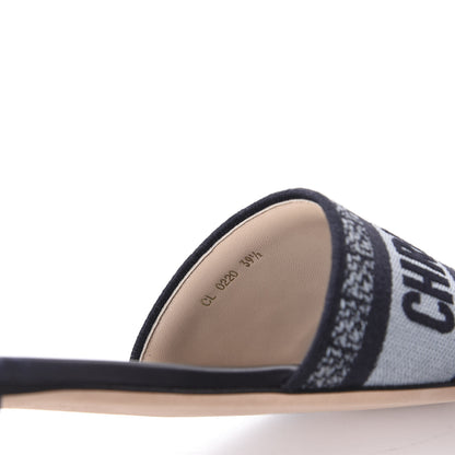 Christian Dior Canvas Tie and Dior Embroidered Dway Flat Slide Sandals 39.5 Denim 8 of 10