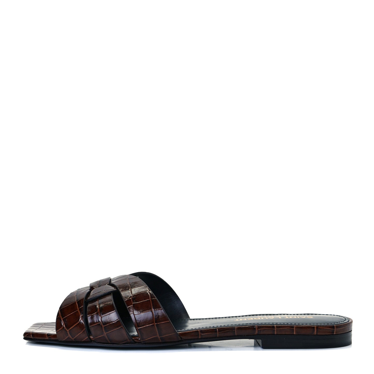 Patent Croc Embossed Nu Pied 05 Slide Sandals 35 Burgundy