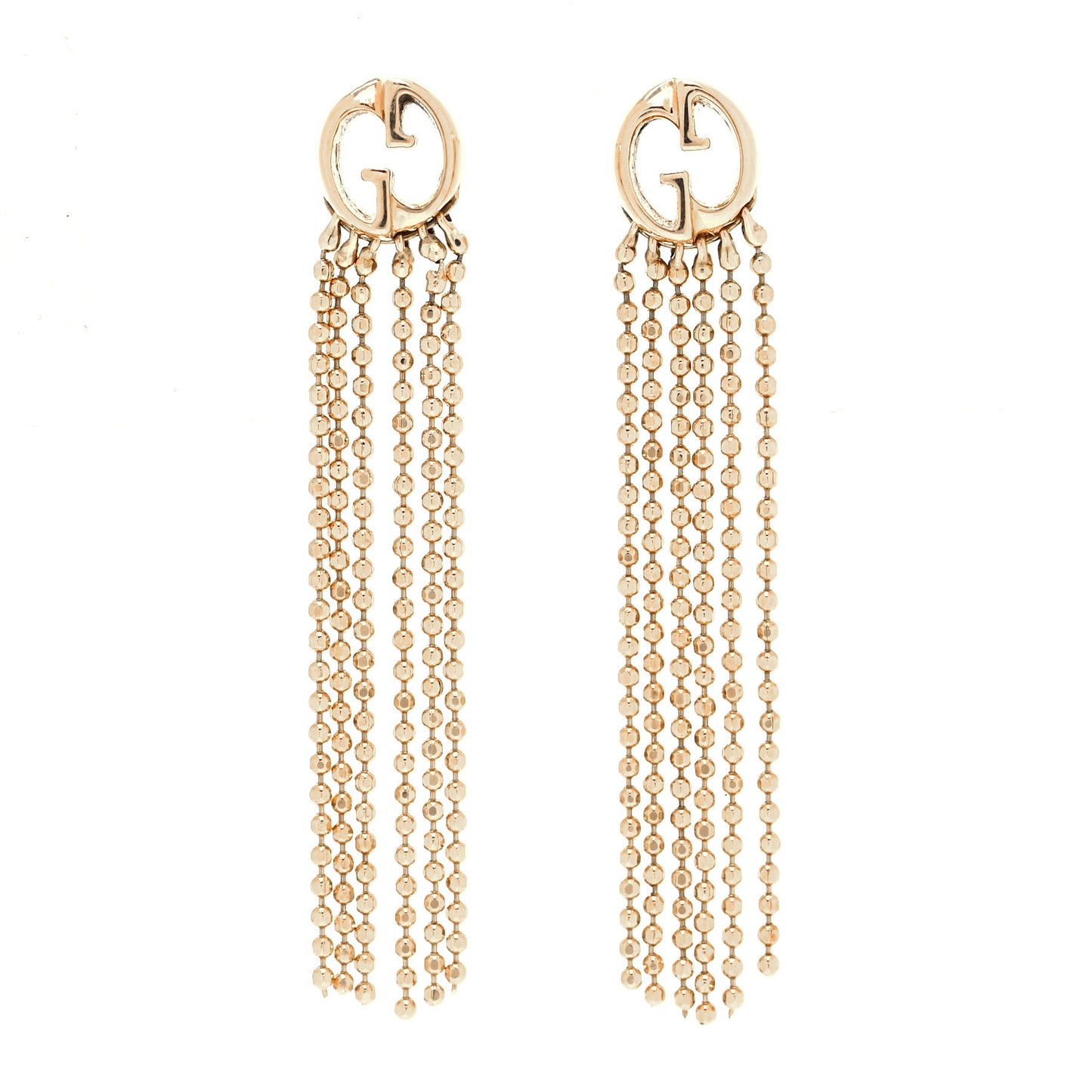 18K Yellow Gold GG Beaded Tassel Drop Earrings
