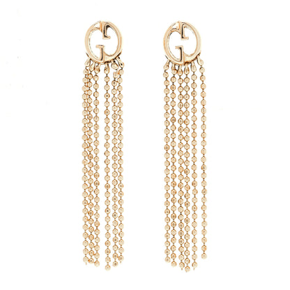 Gucci 18K Yellow Gold GG Beaded Tassel Drop Earrings 1 of 5