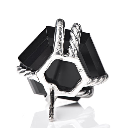 David Yurman Sterling Silver Diamond Black Onyx 14mm Cable Wrap Earrings 4 of 4