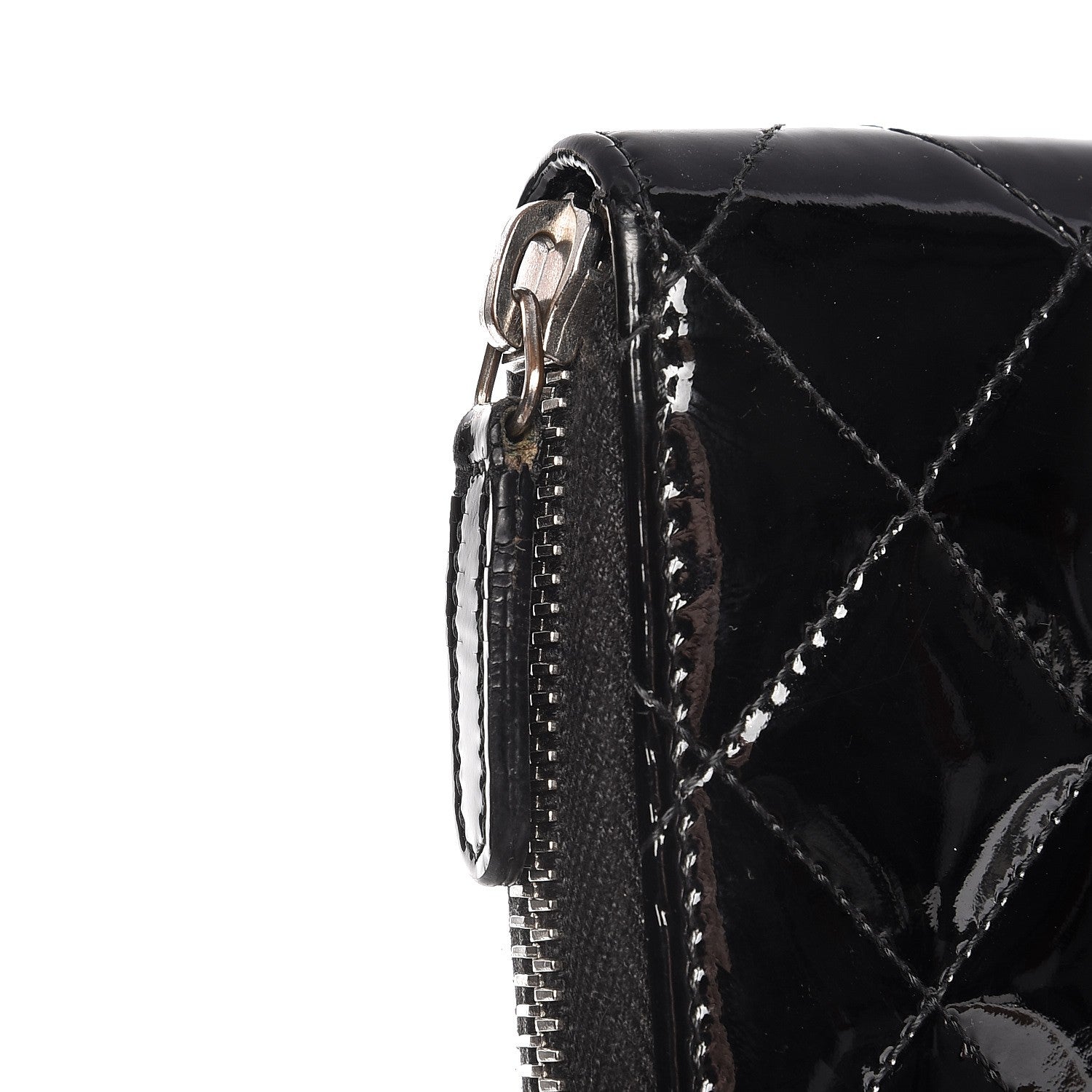 Chanel Patent Quilted Large Zip Around Organizer Wallet Black 11 of 12