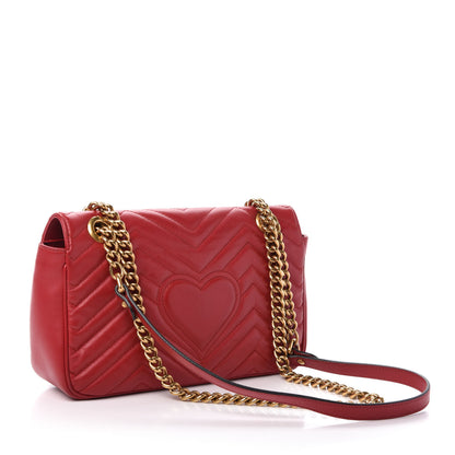 Gucci Calfskin Matelasse Small GG Marmont Shoulder Bag Hibiscus Red 4 of 15