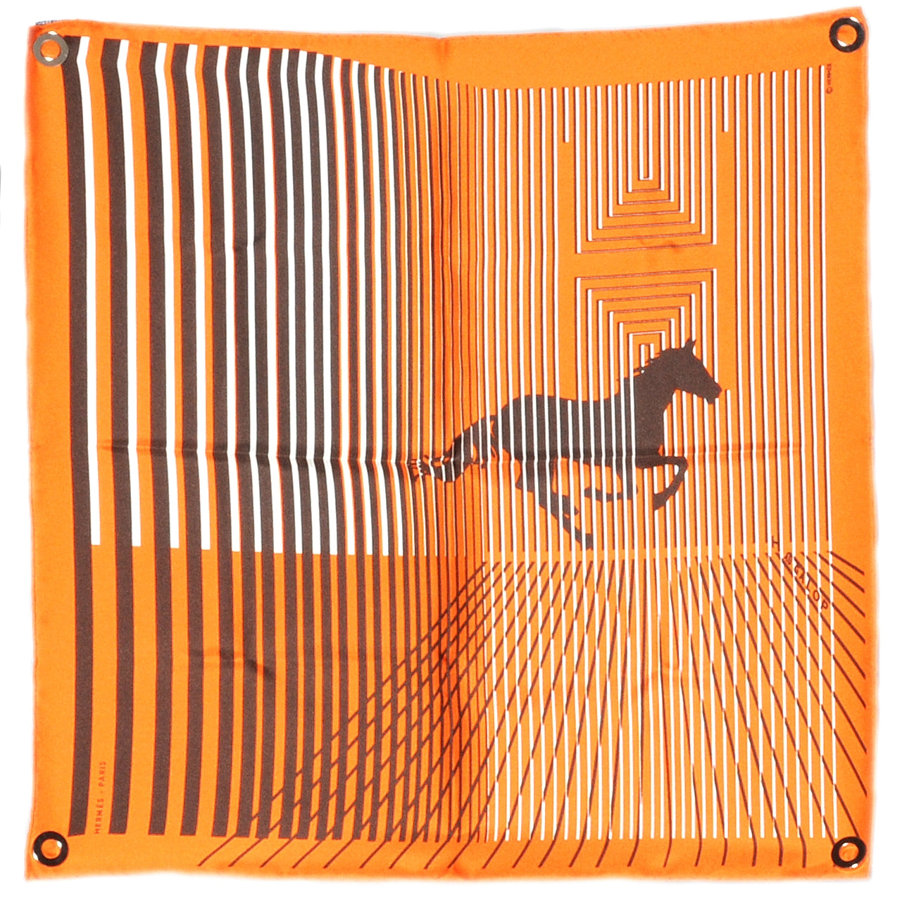 Hermes Silk H Au Gallop Pocket Square Scarf Orange 2 of 7