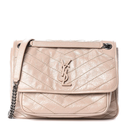 Saint Laurent Crinkled Calfskin Matelasse Monogram Medium Niki Chain Satchel Light Natural 1 of 10