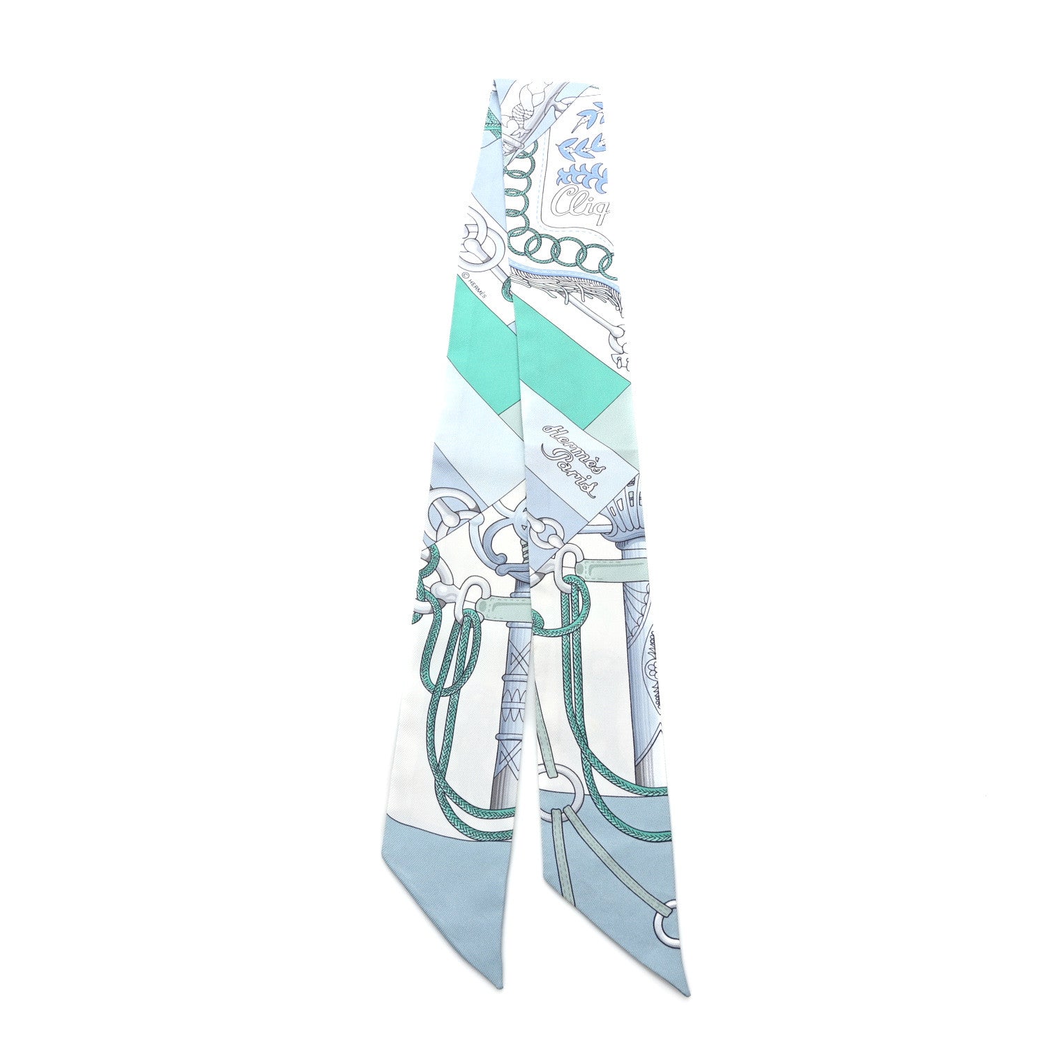 Hermes Silk Cliquetis Twilly Ciel White Menthol 2 of 4