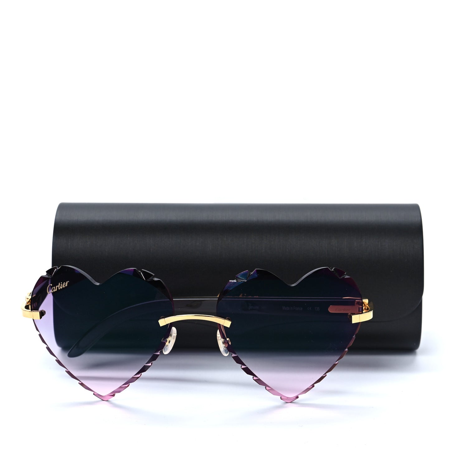 Metal Horn Rimless Heart Sunglasses CT0046S Purple
