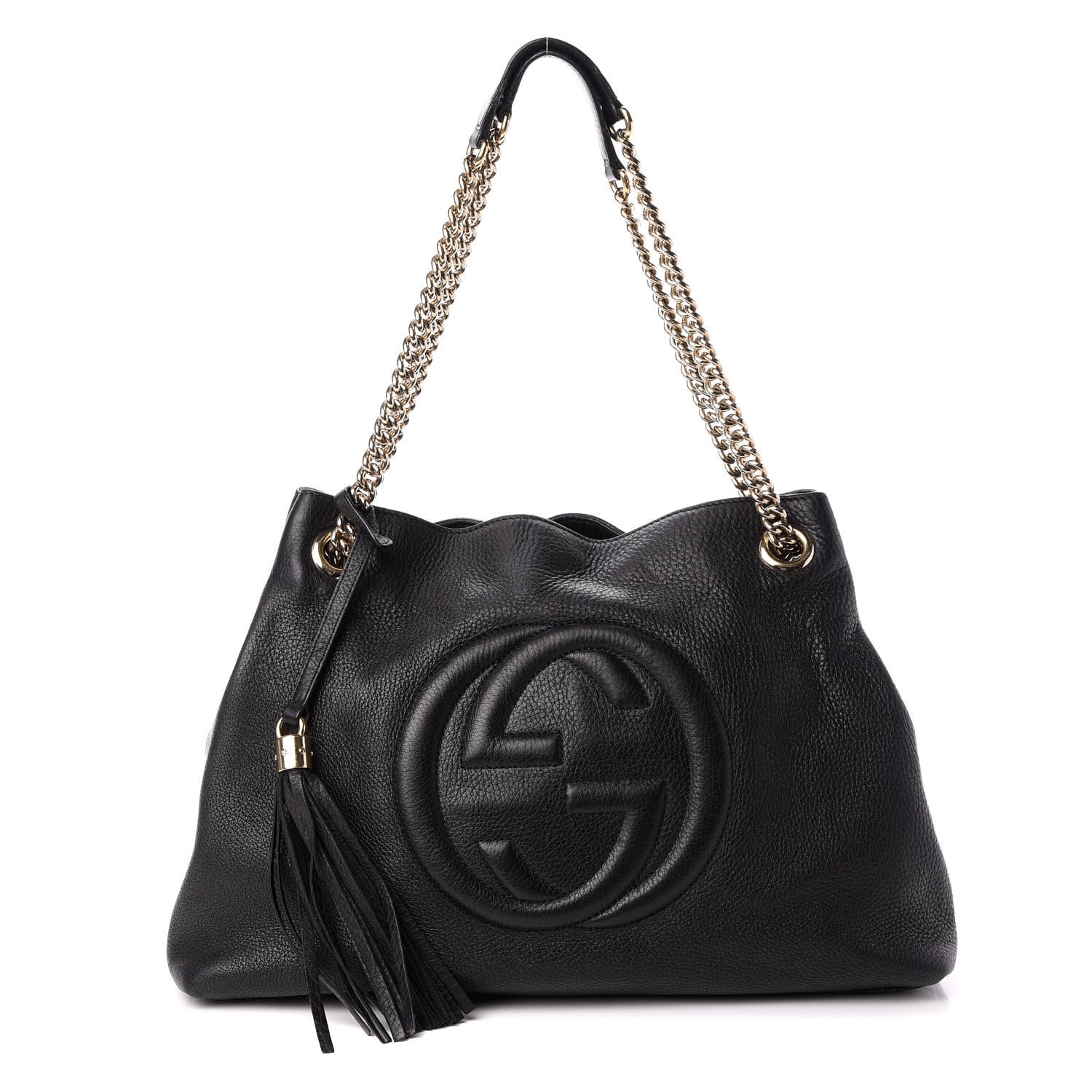 Gucci Pebbled Calfskin Medium Soho Chain Shoulder Bag Black 1 of 11