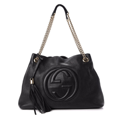 Gucci Pebbled Calfskin Medium Soho Chain Shoulder Bag Black 1 of 11