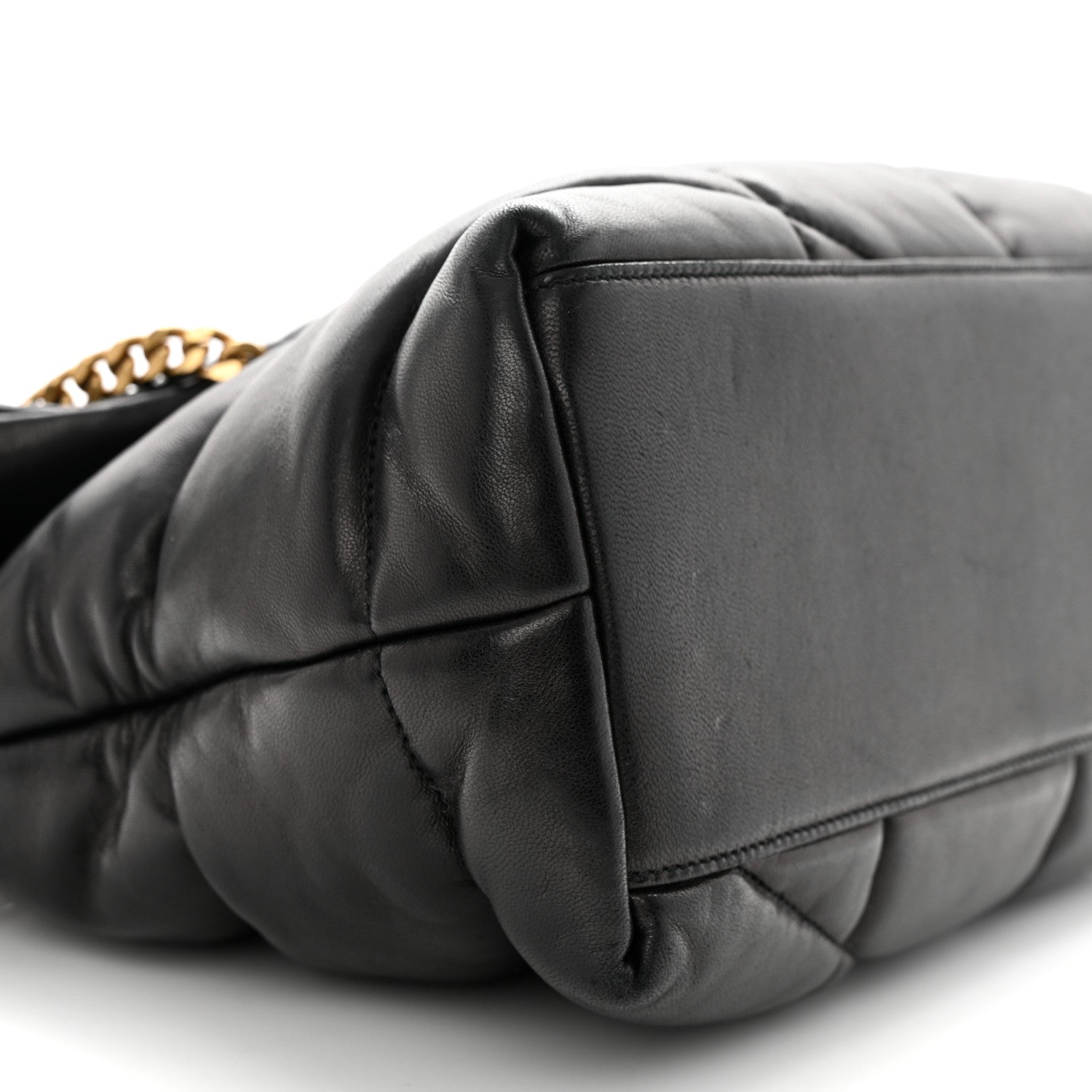 Saint Laurent Lambskin Quilted Medium Loulou Puffer Monogram Chain Satchel Black 9 of 11